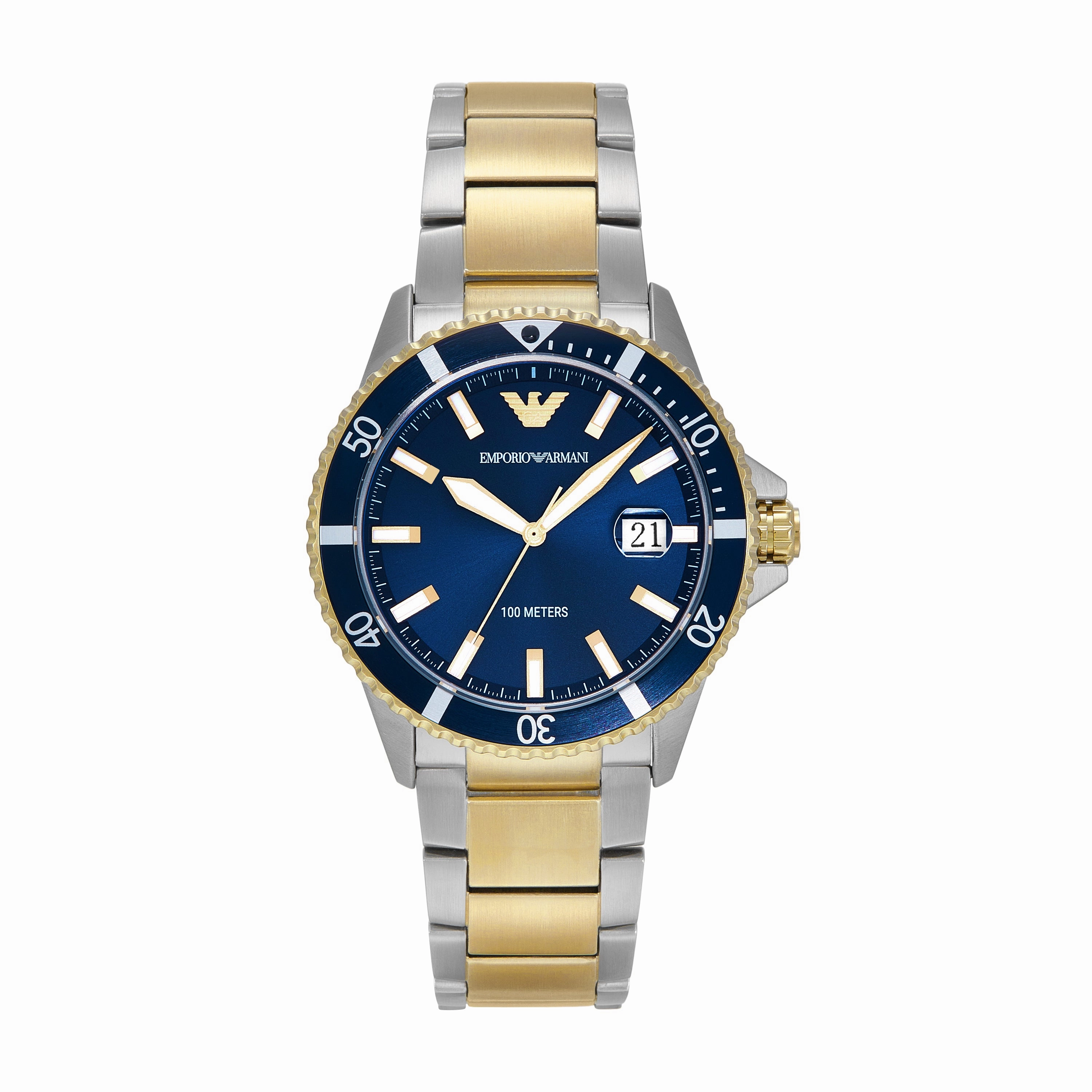 Emporio Armani World Explorer Three-Hand Blue Dial Stainless Steel Watch AR11682 
