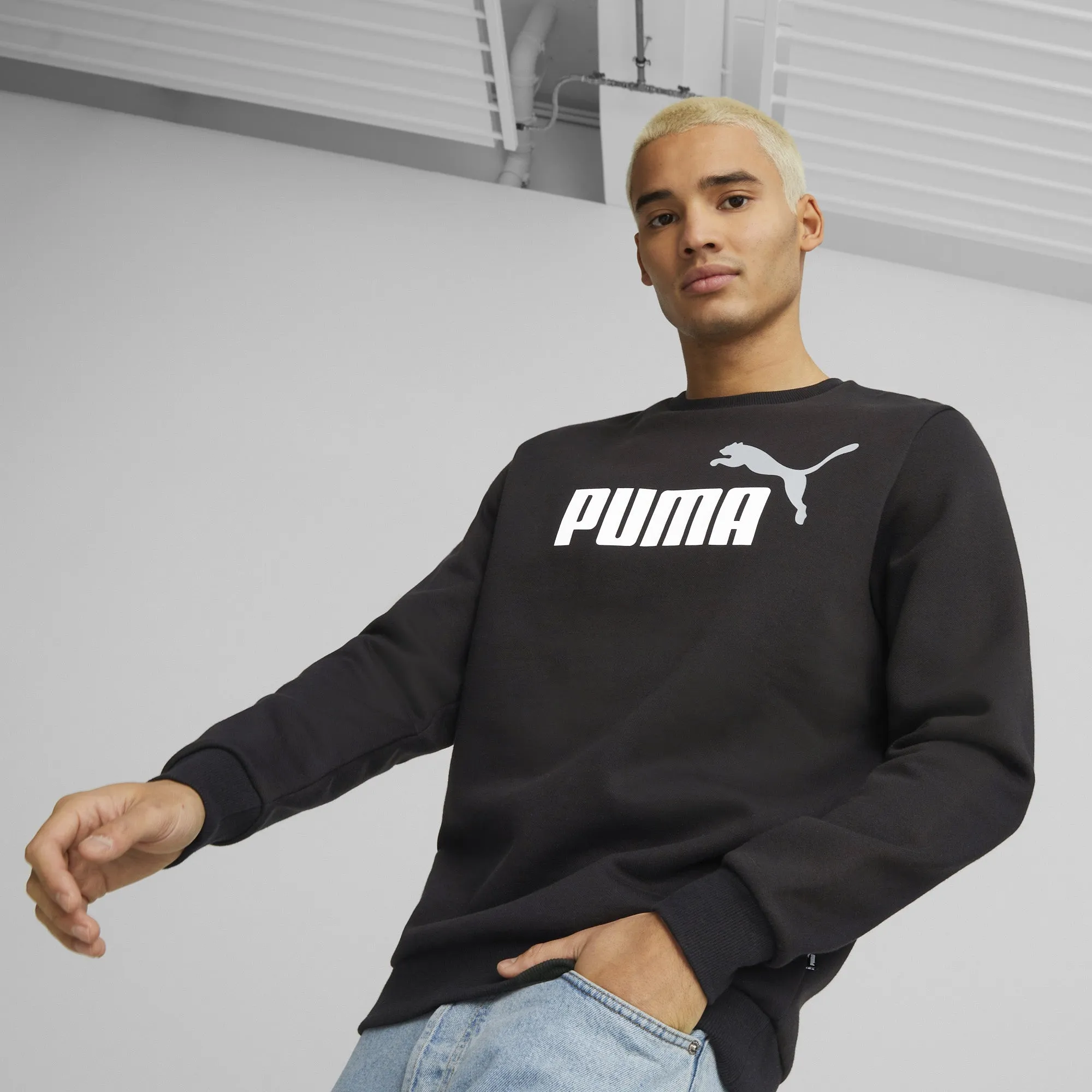 Essentials  2 Coloured Big Logo Fleece Crew