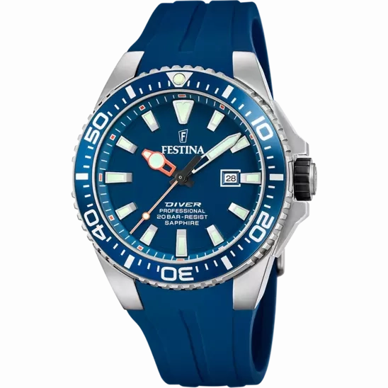 Festina F20664/1 Men's Watch with Sapphire Glass and Durable Blue Rubber Strap 