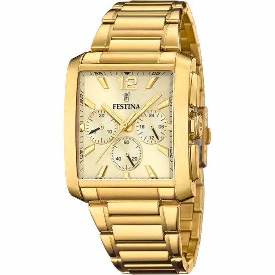 Festina Gold Dial Stainless Steel Strap Men's Watch F20638/2 
