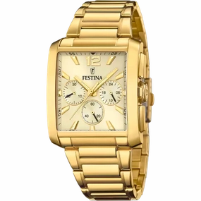 Festina Gold Dial Stainless Steel Strap Men's Watch F20638/2 