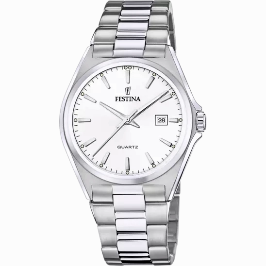 Festina Men's Elegant and Durable Classic Watch with White Steel Strap F20552/2 