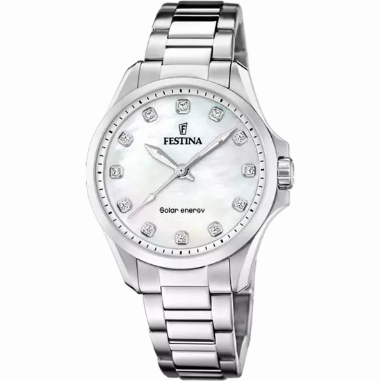 Festina Solar Energy Cream Dial Stainless Steel 316L Women's Watch F20654/1 