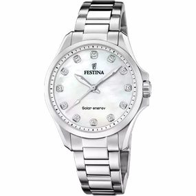 Festina Solar Energy Cream Dial Stainless Steel 316L Women's Watch F20654/1 