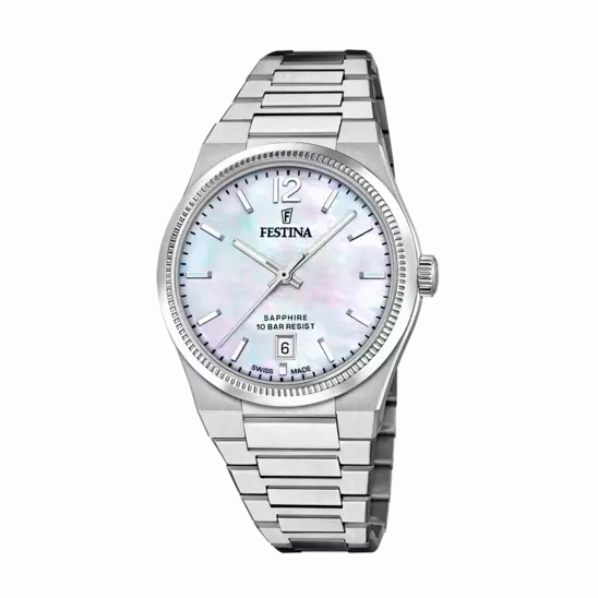 Festina Swiss Made Mother of Pearl Dial Stainless Steel Bracelet Women's Watch F20052/1 