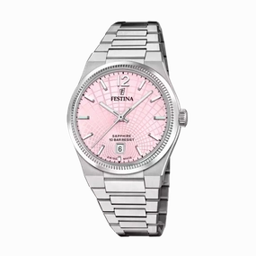 Festina Swiss Made Pink Dial Stainless Steel Bracelet Women's Watch F20052/3 