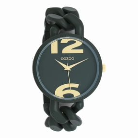Forest green OOZOO watch with chunky chain bracelet - C11269,seiko watches,couple watches,watches designer,watches discount,women watches,best women watches,high end women's watches,high quality women's watches