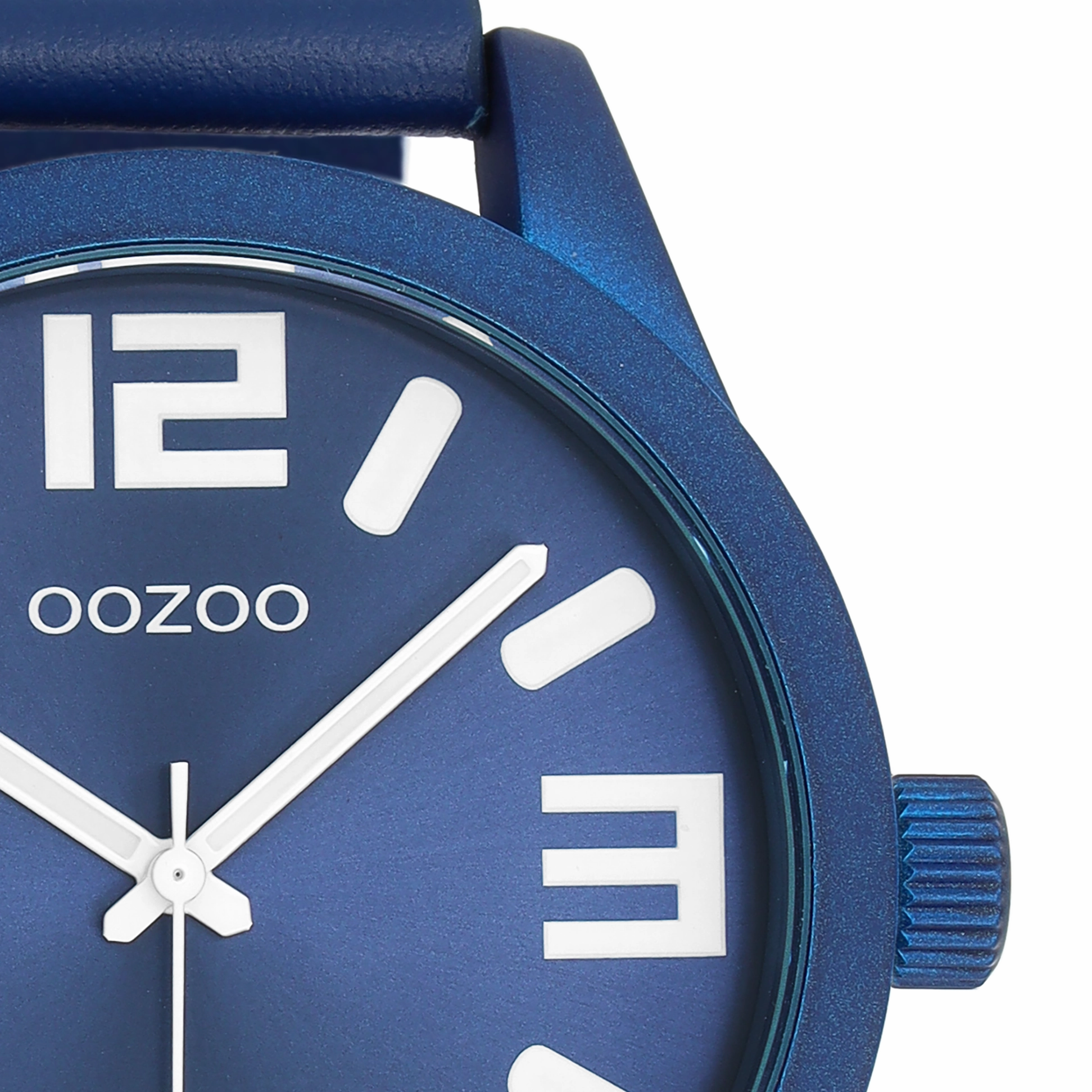 Forest green OOZOO watch with dark blue leather strap - C1092