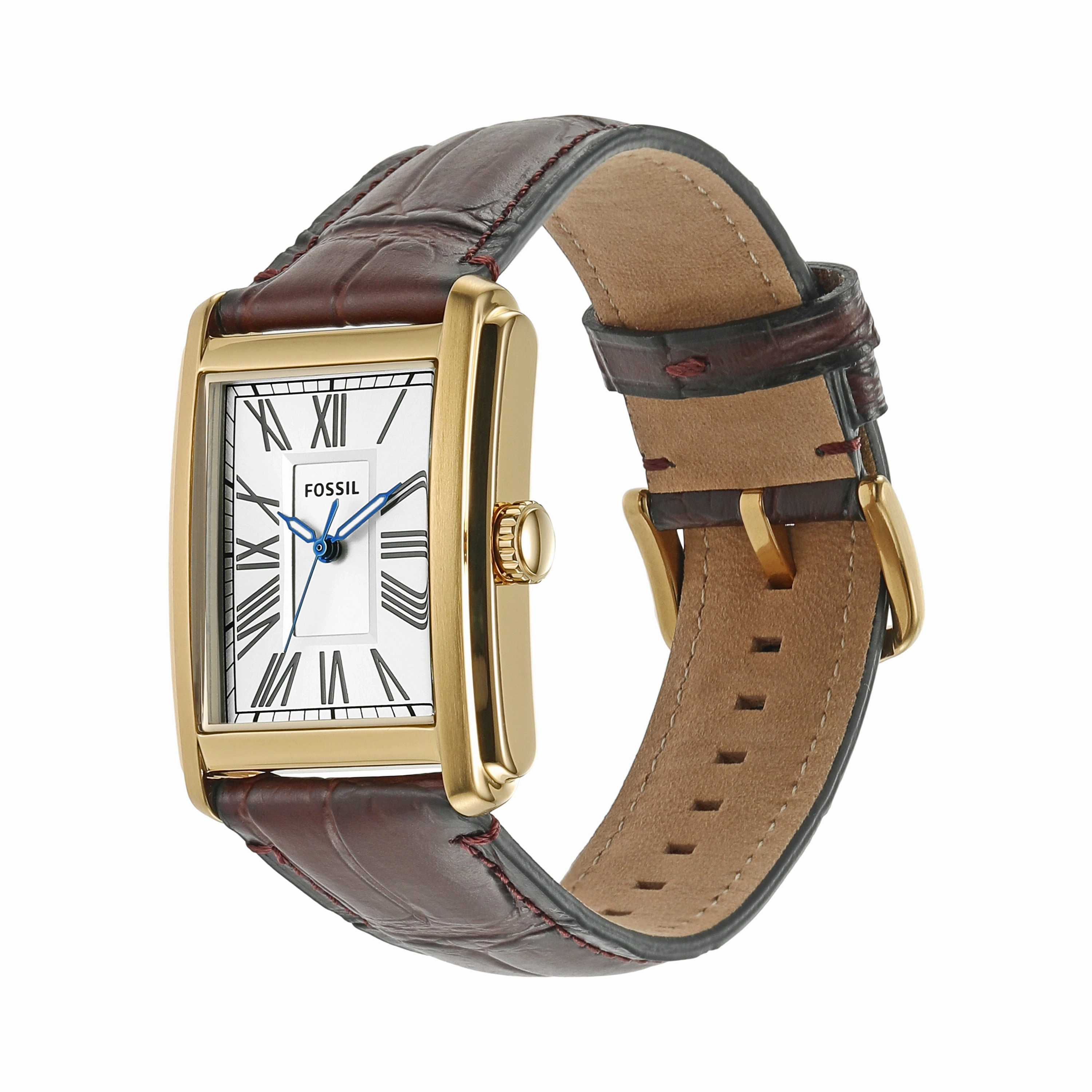 Fossil Carraway Three-Hand Brown Croco Leather Watch FS6011