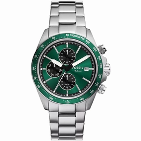 Fossil Men's Watch - Autocross Green Dial Silver Stainless Steel Bracelet | BQ2878 