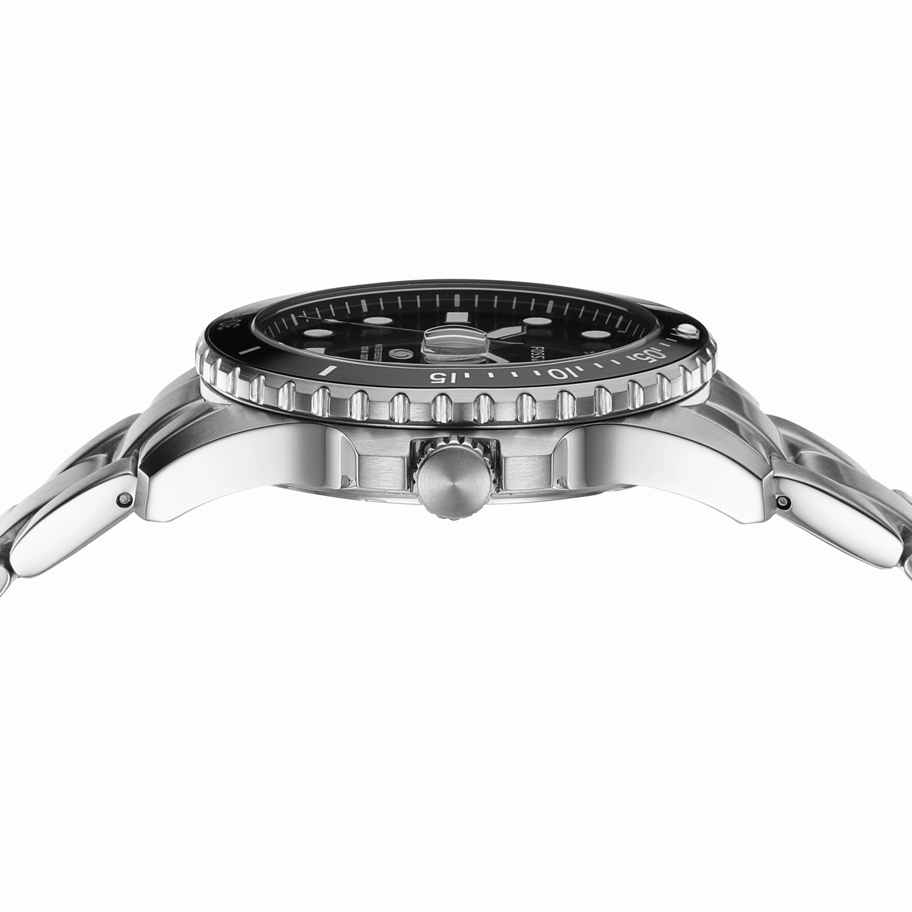 Fossil Silver Stainless Steel Black Dial Men's Watch FS6032