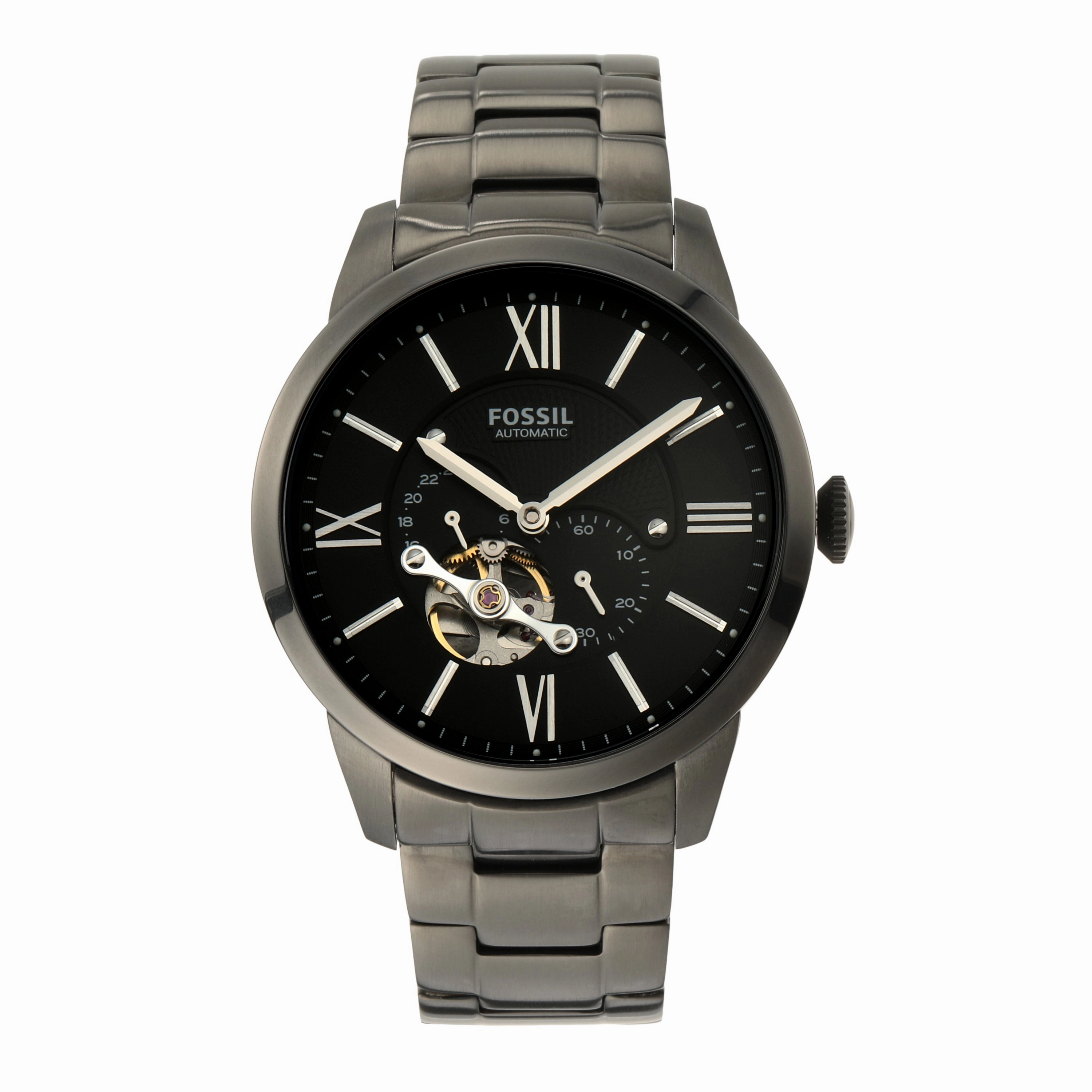 Fossil Townsman Mechanical Black Dial and Smoke Stainless Steel Band ME3172 