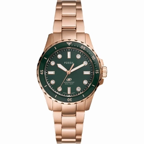 Fossil Women's Watch - Blue Dive Quartz Green Dial Rose Gold Steel Bracelet | ES5371 Luxury Quartz Watch Quartz Watch Sale