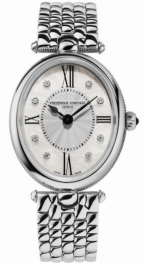 Frederique Constant Classics Art Deco Stainless Steel Oval Case Mother-of-Pearl Dial Diamonds Quartz Womens Watch FC-200RMPW2V6B Women??s luxury watches Affordable women watches