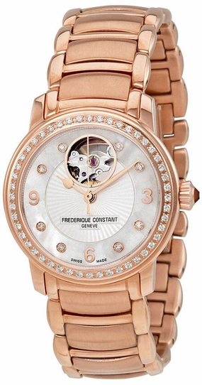 Frederique Constant Heart Beat Automatic Rose Gold PVD Steel & Diamond Womens Watch FC-310HBAD2PD4B Women??s luxury watches Affordable women watches