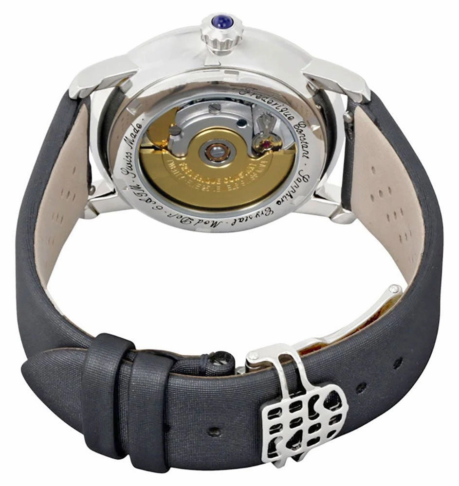 Frederique Constant Love Heart Beat Automatic Stainless Steel Mother-Of-Pearl Dial Grey Satin Strap Diamonds Womens Watch FC-310LHB2P6