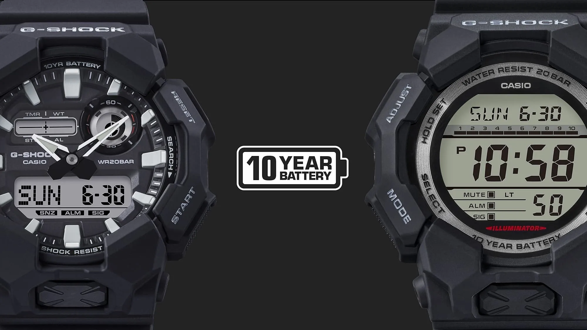   G-Shock Analog-Digital Black Resin GA-010 With P Series