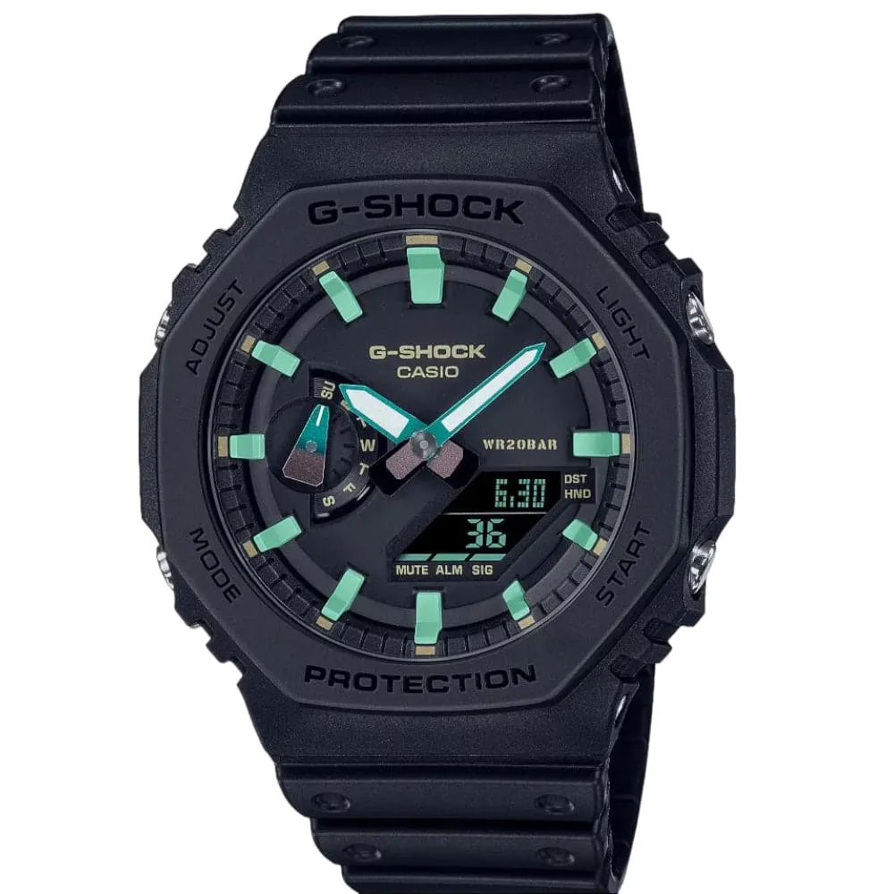 Casio G-Shock Analog-Digital Black Resin Strap Men Watch GA-2100RC-1ADR 
