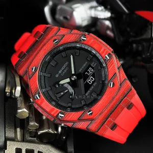 Casio G-Shock Black Dial Red Resin Strap Men Watch GA-2100-1A1DR-M18 