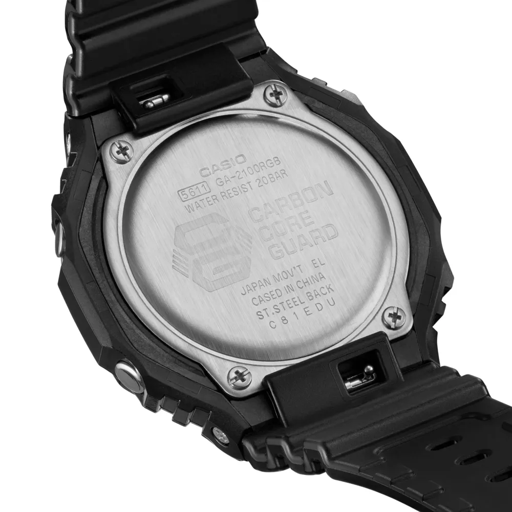   G-Shock Black Glossy Resin Strap 200 Meter World Time Watch GA-2100RGB-1ADR