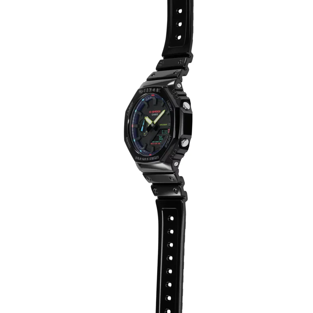   G-Shock Black Glossy Resin Strap 200 Meter World Time Watch GA-2100RGB-1ADR