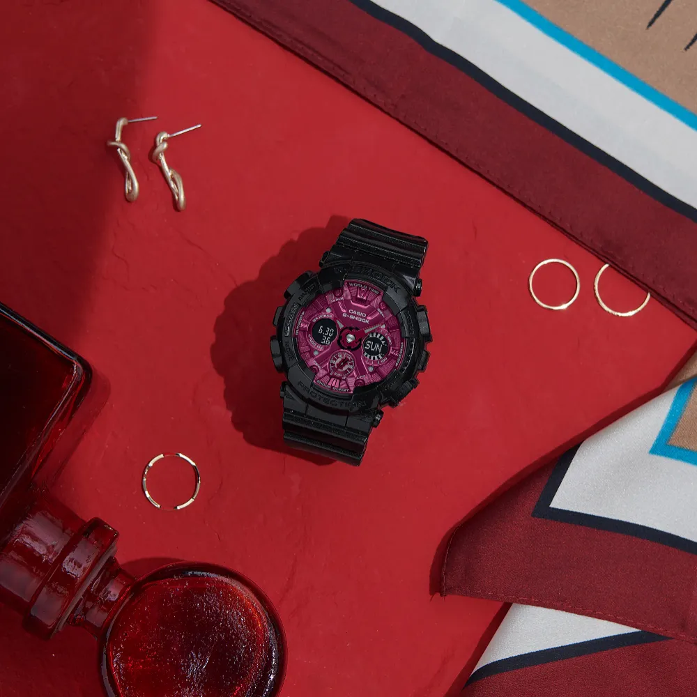  G-Shock Chronograph Black Resin Strap Women Watch GMA-S120RB-1ADR-P