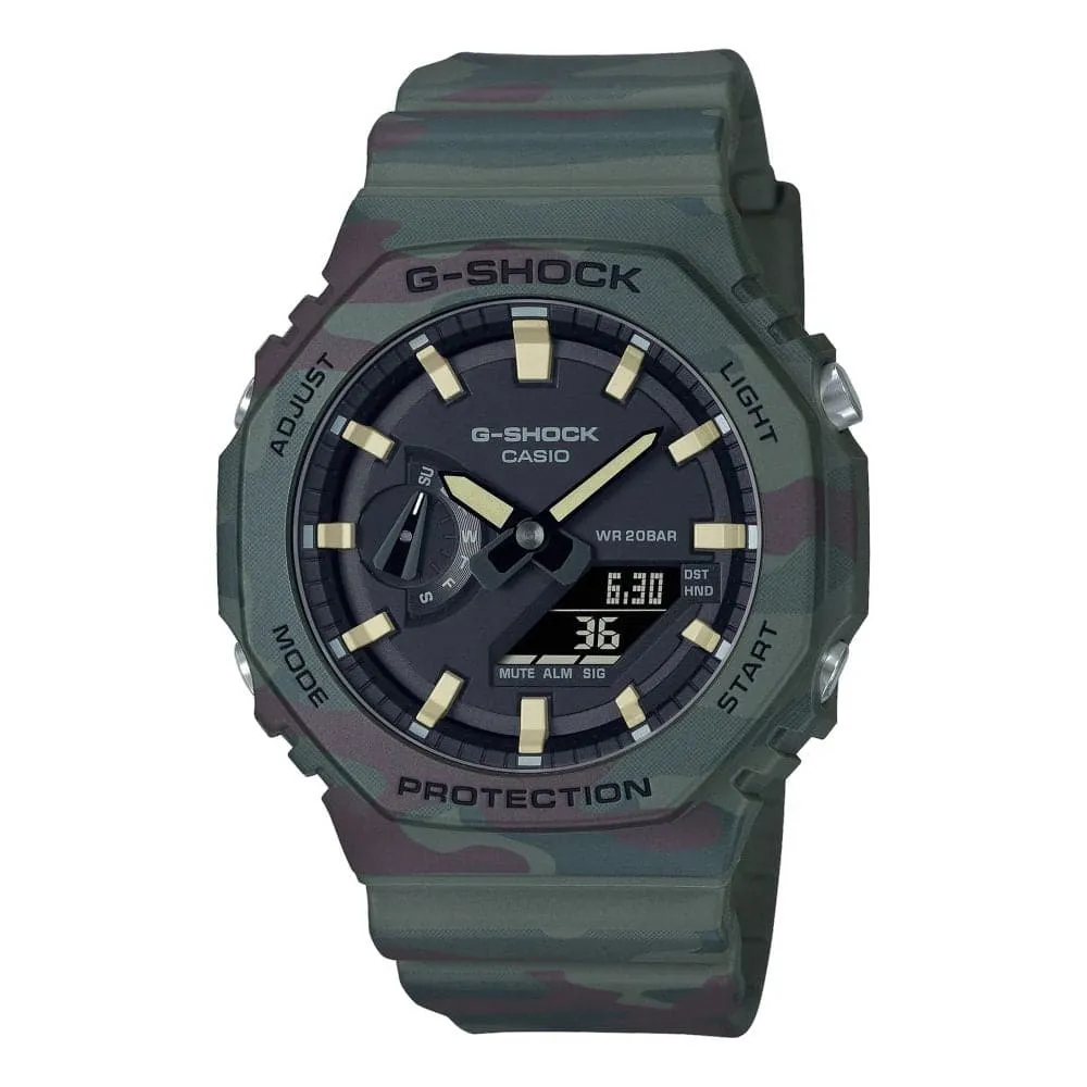 Casio G-Shock Digital Analog Black Dial Camouflage Resin Band  GAE-2100WE-3ADR-P 