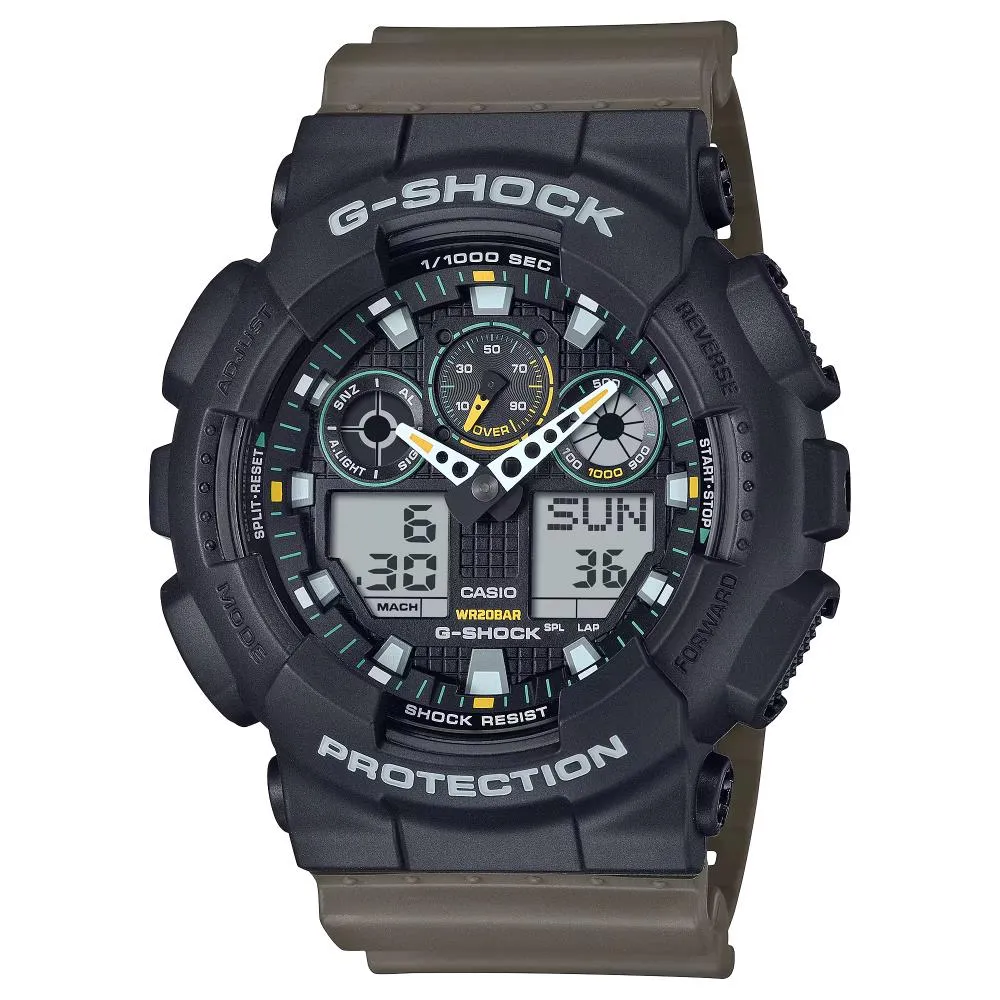 Casio G-Shock Digital-Analog Brown Resin Strap Men's Watch GA-100TU-1A3DR 