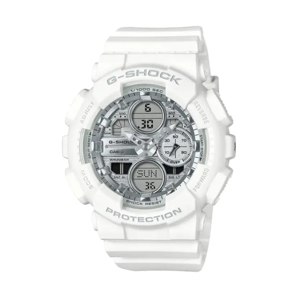 Casio G-Shock Digital Analog Silver Dial White Resin Strap Women's Watch GMA-S140VA-7ADR-P 