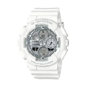 Casio G-Shock Digital Analog Silver Dial White Resin Strap Women's Watch GMA-S140VA-7ADR-P 