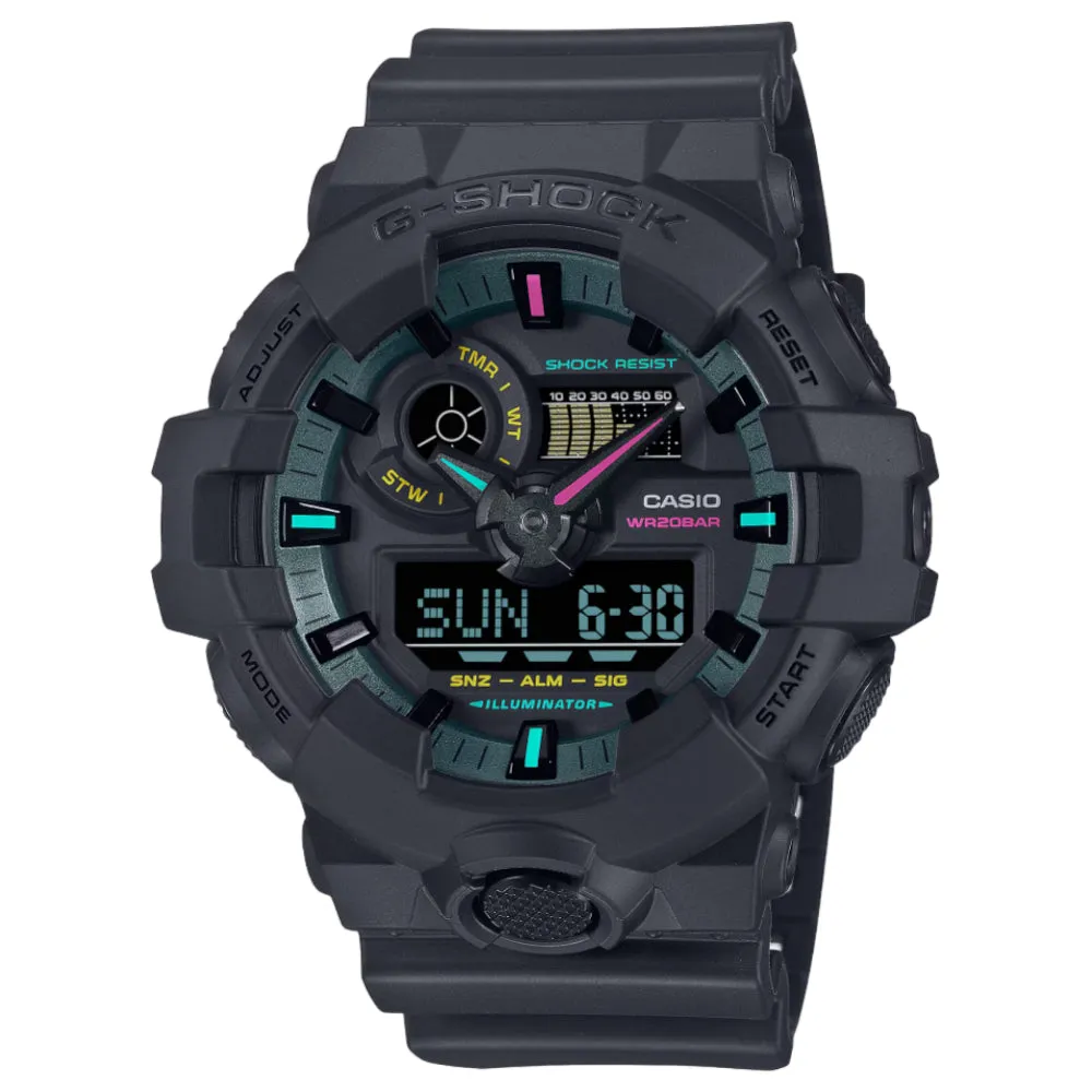 Casio G-Shock Digital-Analogue Black Resin Strap Men Watch GA-700MF-1ADR 