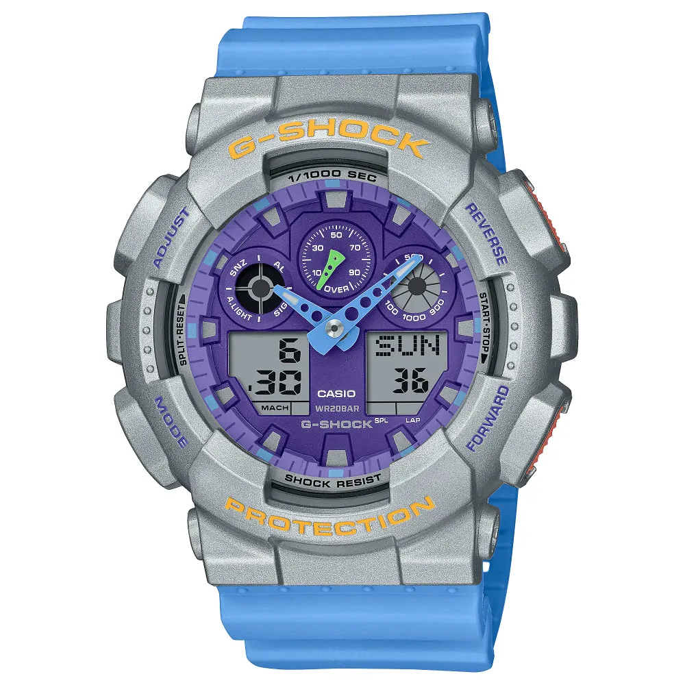 Casio G-Shock Digital-Analogue Blue Resin Strap Unisex Watch GA-100EU-8A2DR-P 
