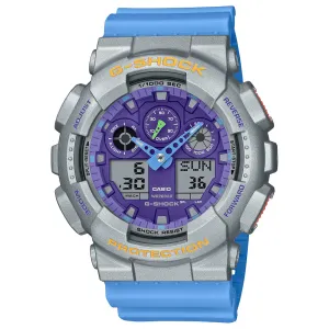Casio G-Shock Digital-Analogue Blue Resin Strap Unisex Watch GA-100EU-8A2DR-P 