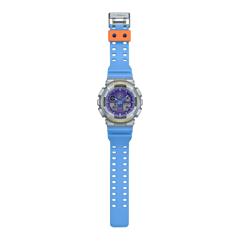   G-Shock Digital-Analogue Blue Resin Strap Unisex Watch GA-100EU-8A2DR-P