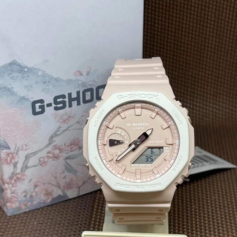   G-Shock Digital-Analogue Pink Resin Strap Women Watch GA-2110SL-4A7DR-P