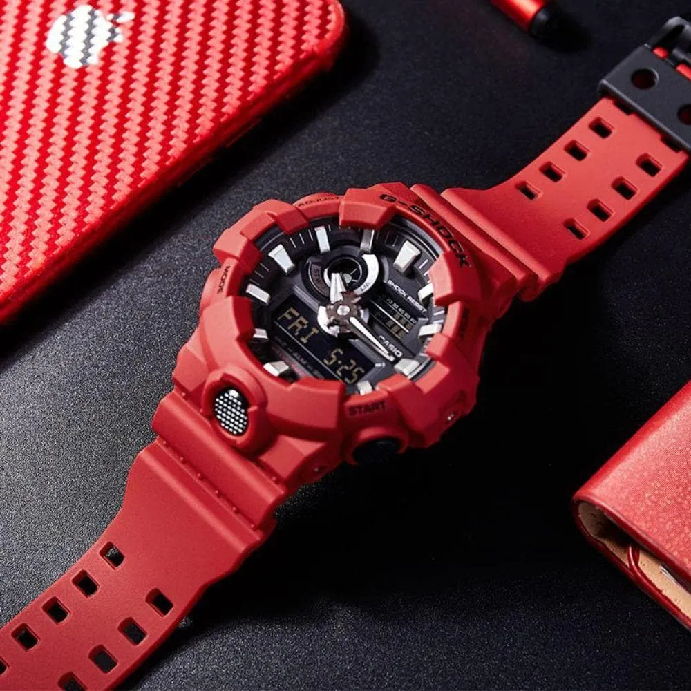   G-Shock Digital-Analogue Red Resin Strap Unisex Watch GA-700-4ADR-P