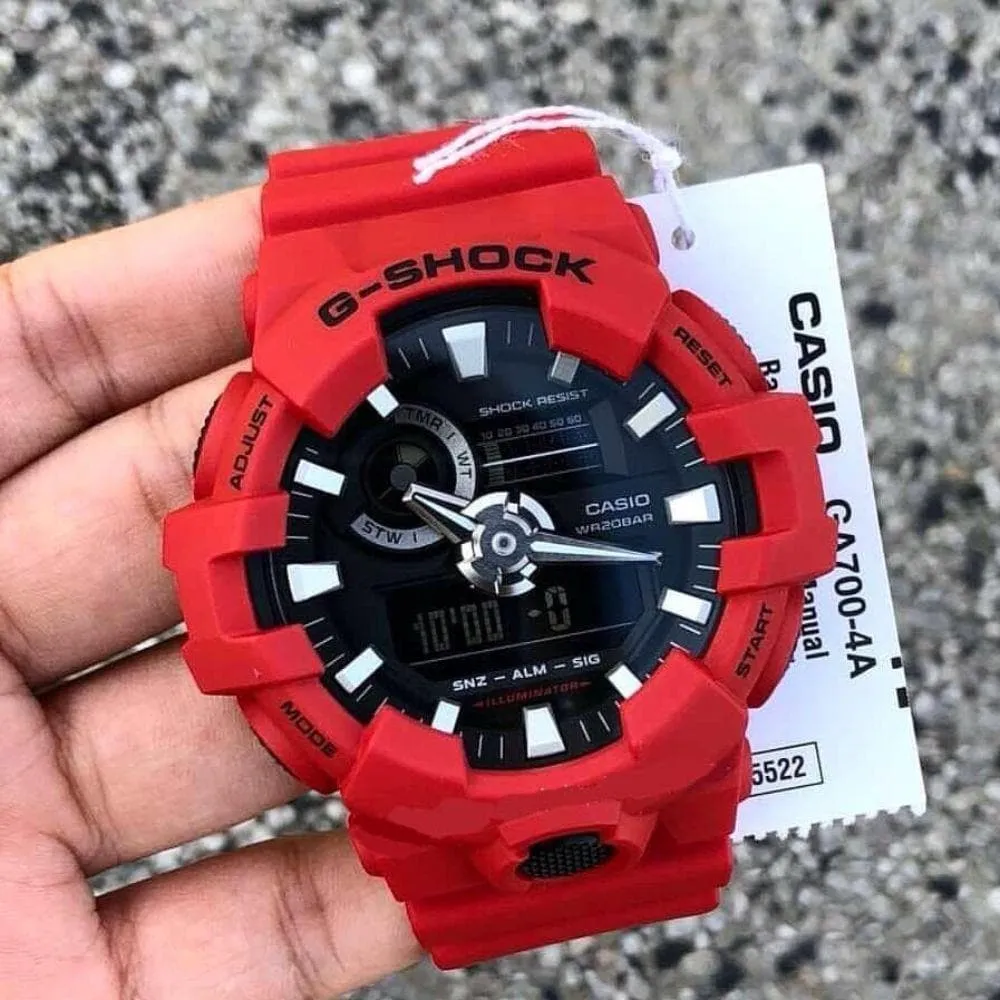   G-Shock Digital-Analogue Red Resin Strap Unisex Watch GA-700-4ADR-P