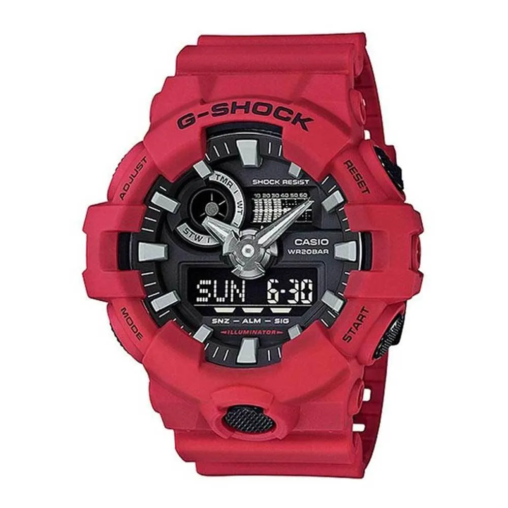 Casio G-Shock Digital-Analogue Red Resin Strap Unisex Watch GA-700-4ADR-P 