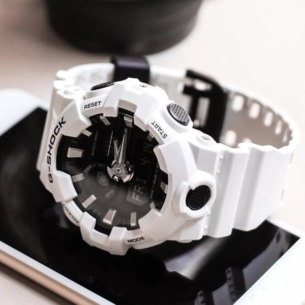   G-Shock Digital-Analogue White Resin Strap Men Watch GA-700-7ADR-P