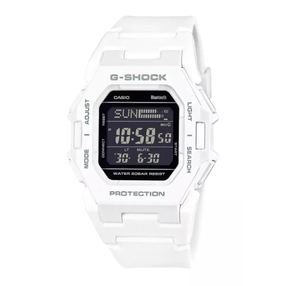 Casio G-Shock Digital Bluetooth Connects White Resin Strap Men's Watch GD-B500-7DR 