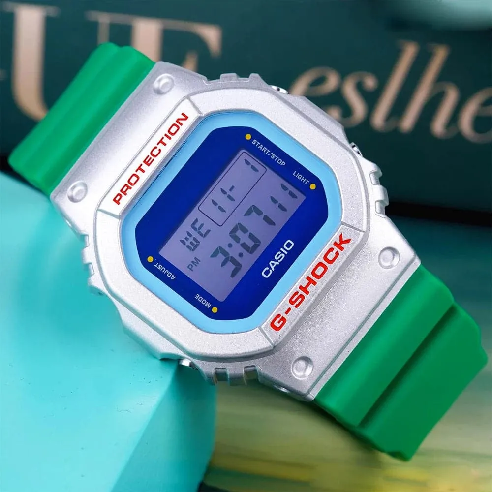   G-Shock Digital Green Resin Strap Unisex Watch DW-5600EU-8A3DR