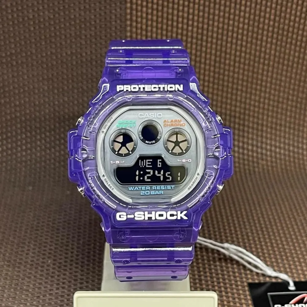   G-Shock Digital Purple Transparent Resin Strap Unisex Watch DW-5900JT-6DR