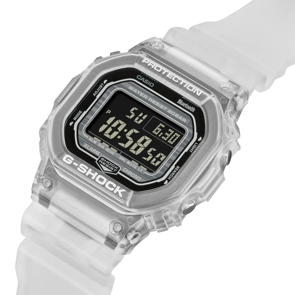   G-Shock Digital Transparent White Resin Strap Men Watch DW-B5600G-7DR-P