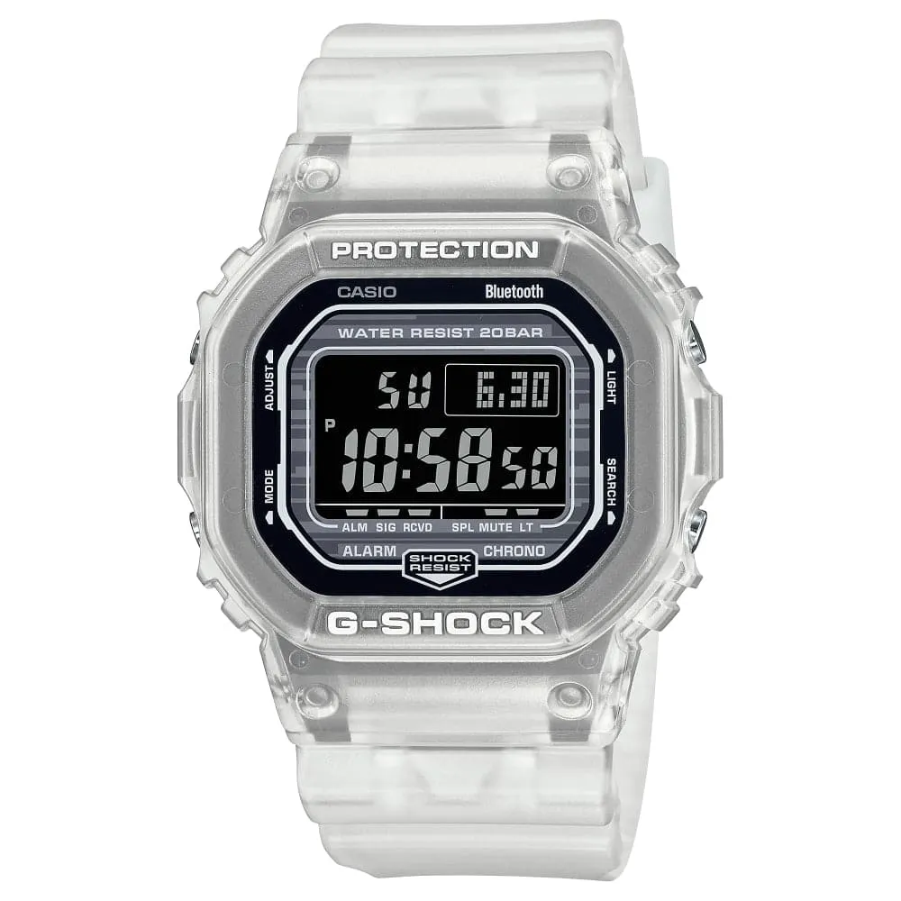 Casio G-Shock Digital Transparent White Resin Strap Men Watch DW-B5600G-7DR-P 
