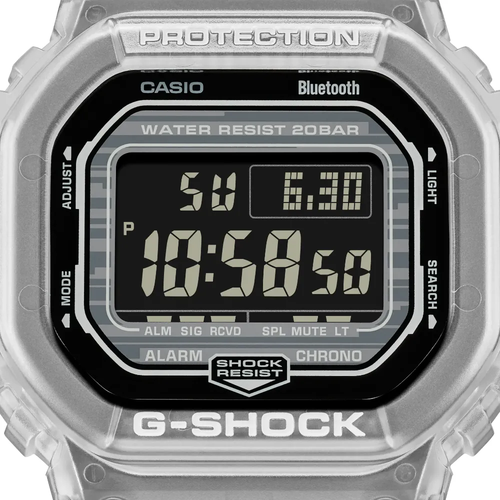   G-Shock Digital Transparent White Resin Strap Men Watch DW-B5600G-7DR-P