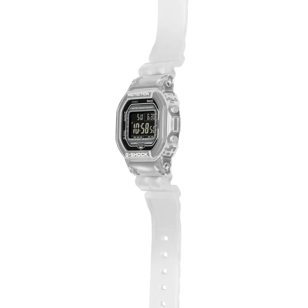   G-Shock Digital Transparent White Resin Strap Men Watch DW-B5600G-7DR-P