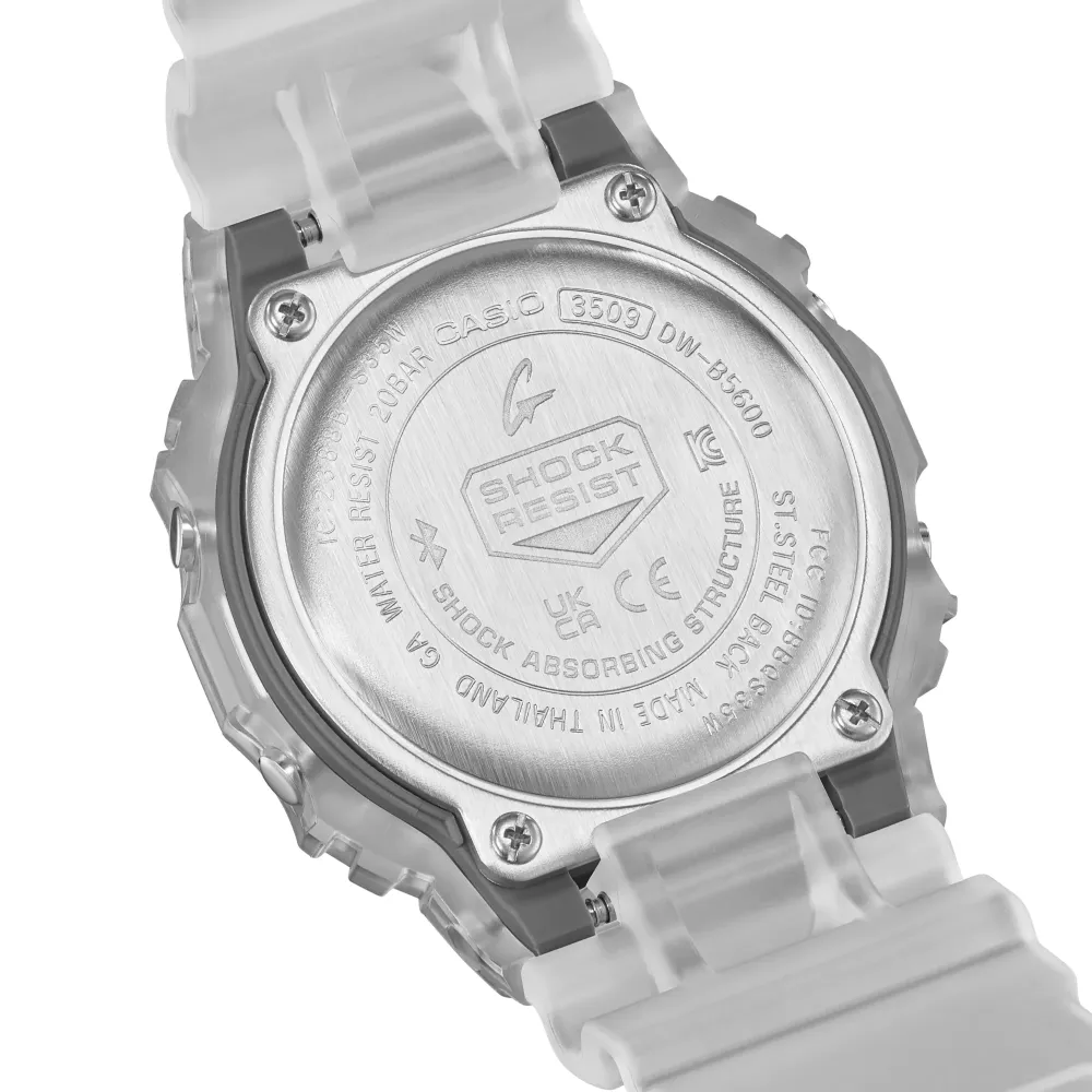   G-Shock Digital Transparent White Resin Strap Men Watch DW-B5600G-7DR-P