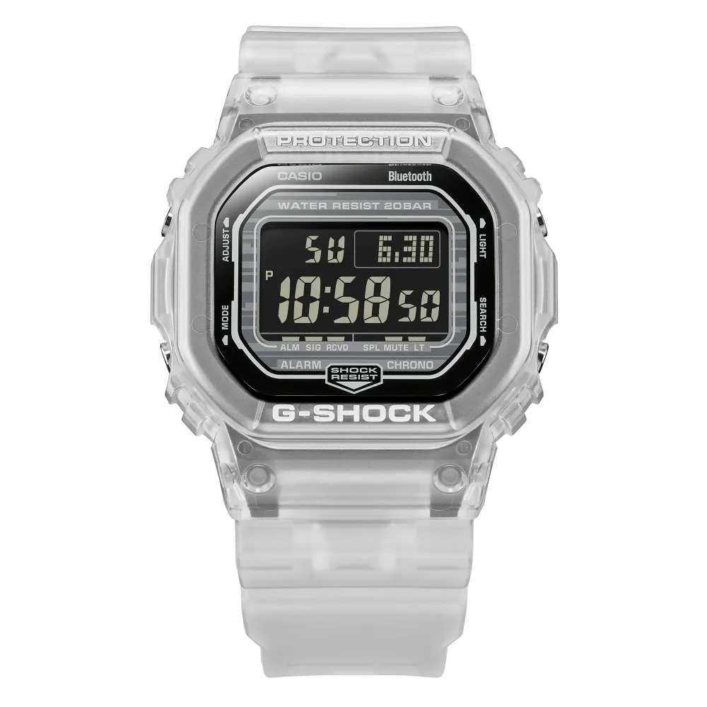   G-Shock Digital Transparent White Resin Strap Men Watch DW-B5600G-7DR-P