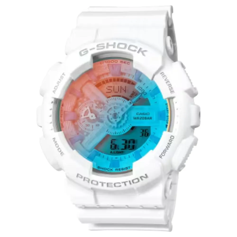   G-Shock Digital White Resin Strap Shock Resistant Unisex Watch GA-110TL-7ADR-P