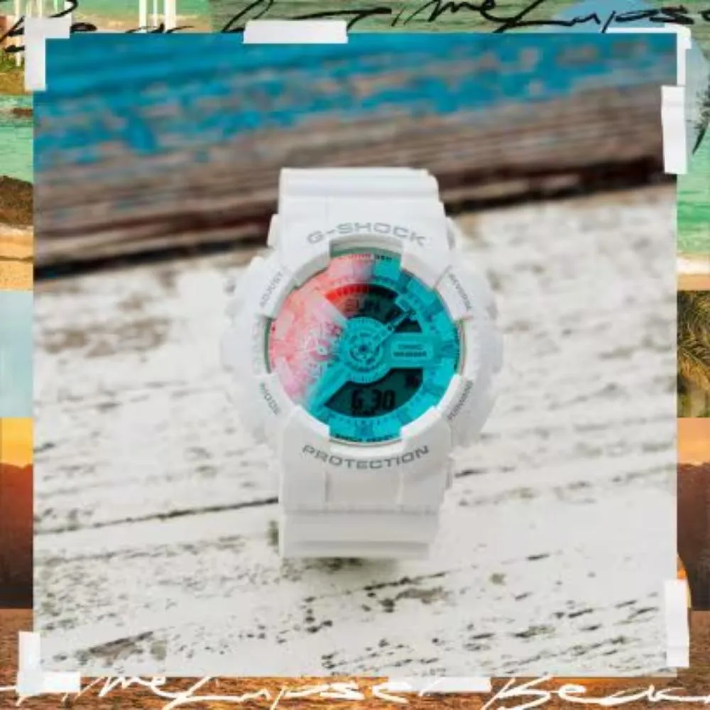   G-Shock Digital White Resin Strap Shock Resistant Unisex Watch GA-110TL-7ADR-P